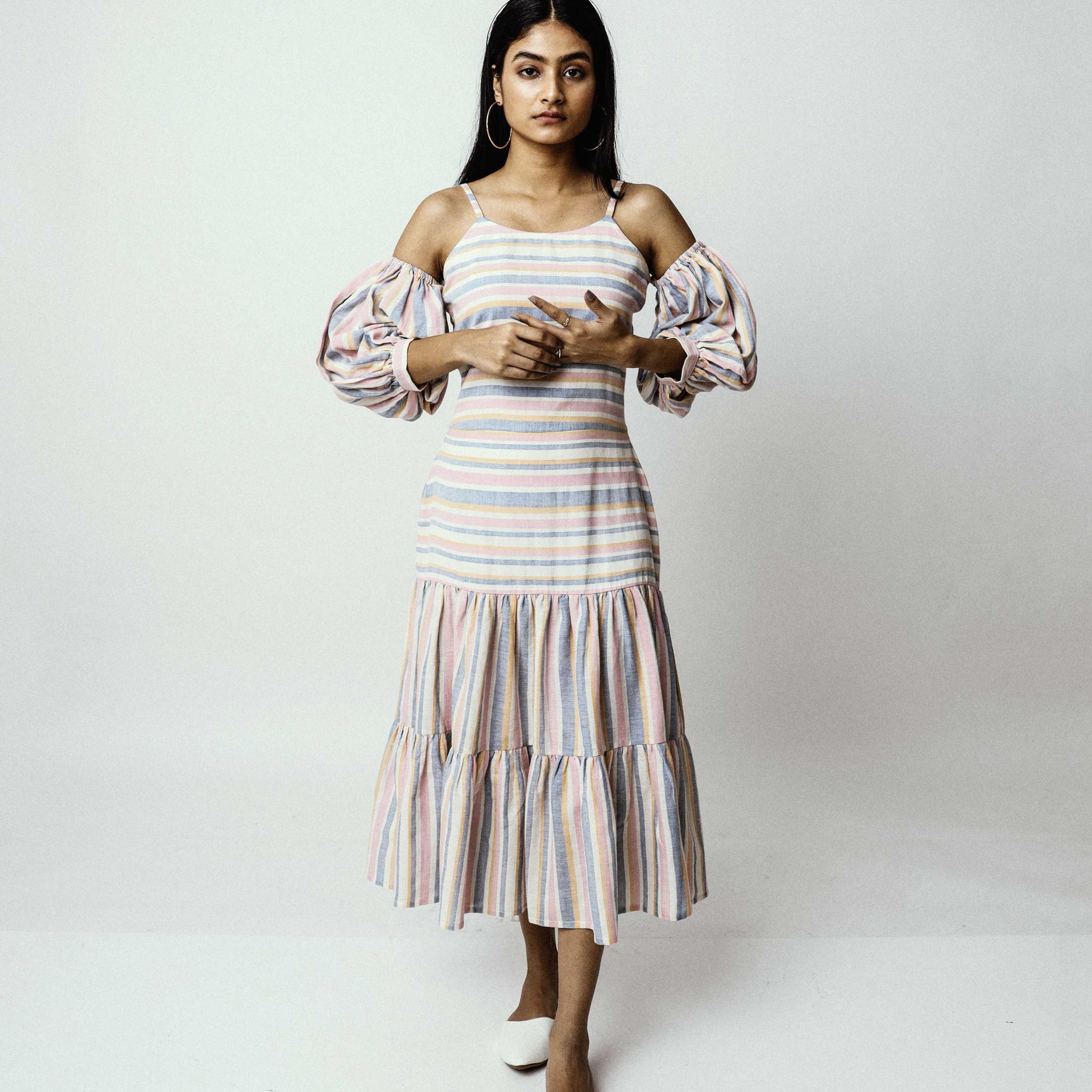 Stripe Visions Tiered Dress