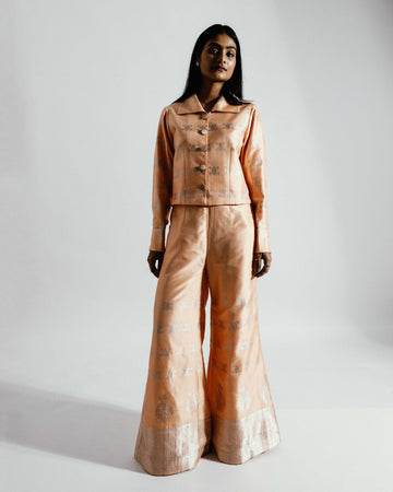 Peach Mulberry Silk Pants with Border