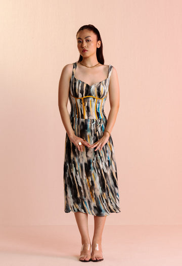 The Abstract Charcoal Printed Dress